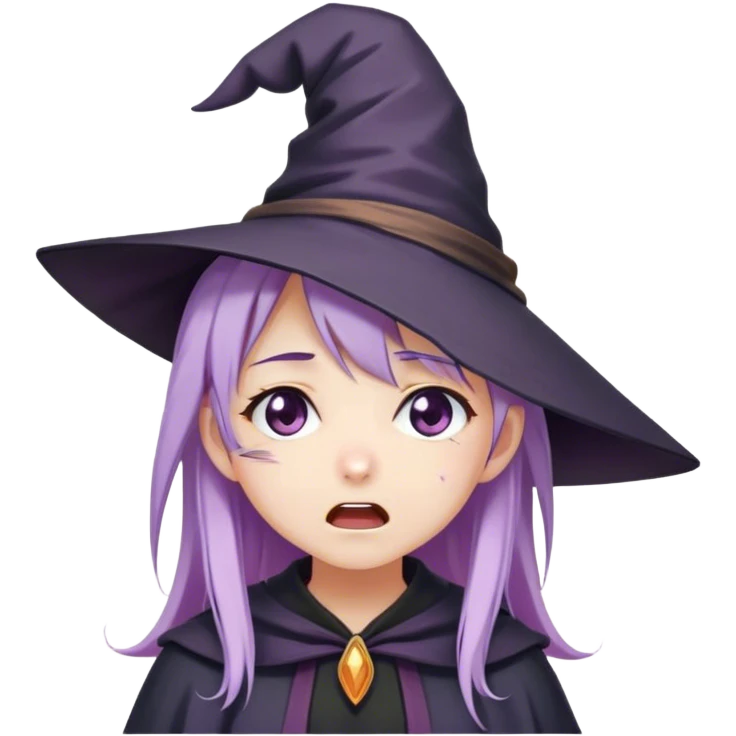 cute anime girl with lilac hair in a witch hat cries loudly cute anime girl with lilac hair in a witch hat cries loudly emoji