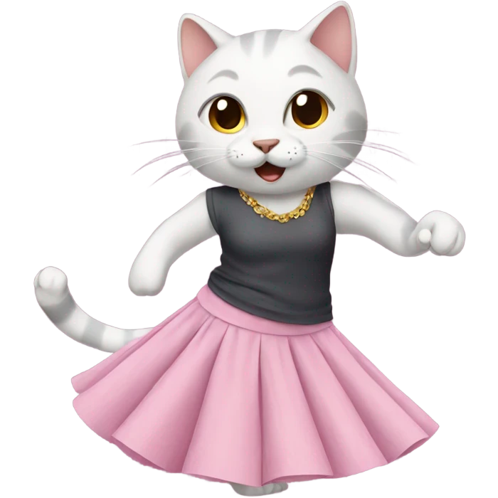 Cat with a skirt dancing  emoji