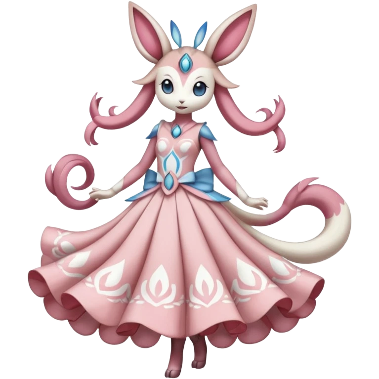  Romantic Realistic Meloetta-Sylveon-Palkia-Cresselia-Digimon-Pokémon-Fakémon-hybrid-fusion, full body emoji