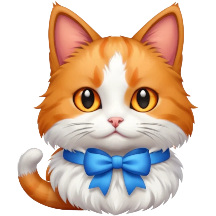 Cute Cat with blue bow emoji