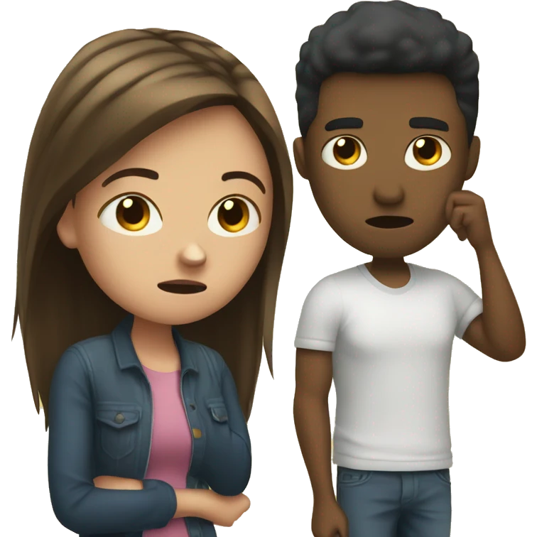 girl annoyed next to boyfriend on his phone emoji