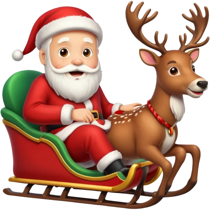 Santa sliding with his deers emoji