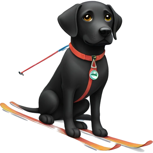 black lab skiing emoji