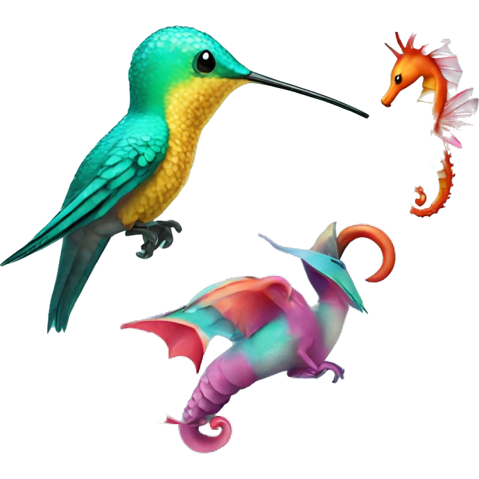 Humming bird and sea horse  emoji