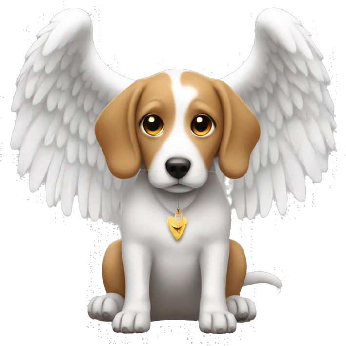 a dog with angel wings with a woman emoji