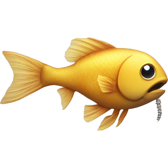 Fish looking at a worm emoji