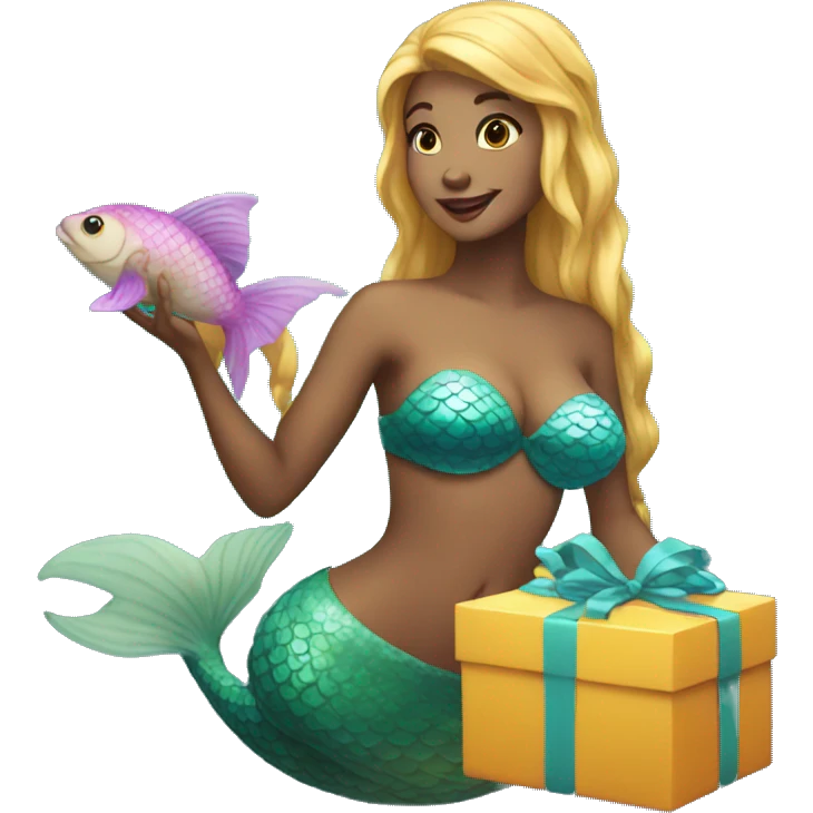 mermaid with a gift emoji