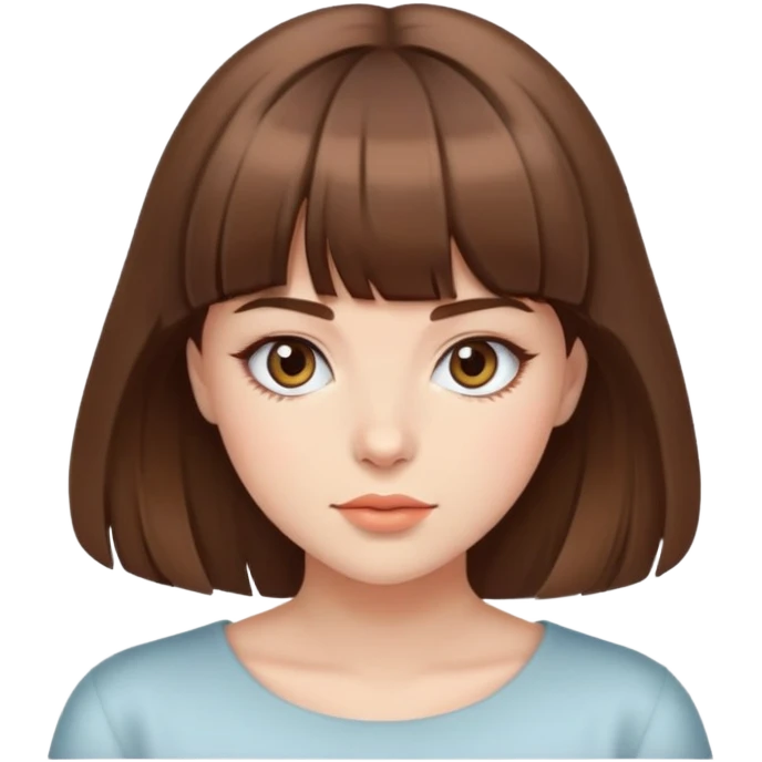 A beautiful girl with brown hair and air bangs emoji