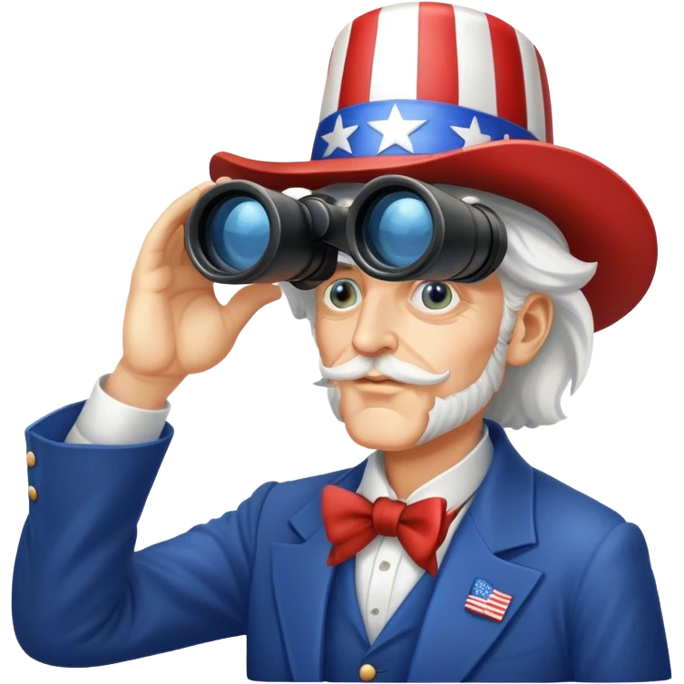 Uncle Sam is looking through binoculars emoji