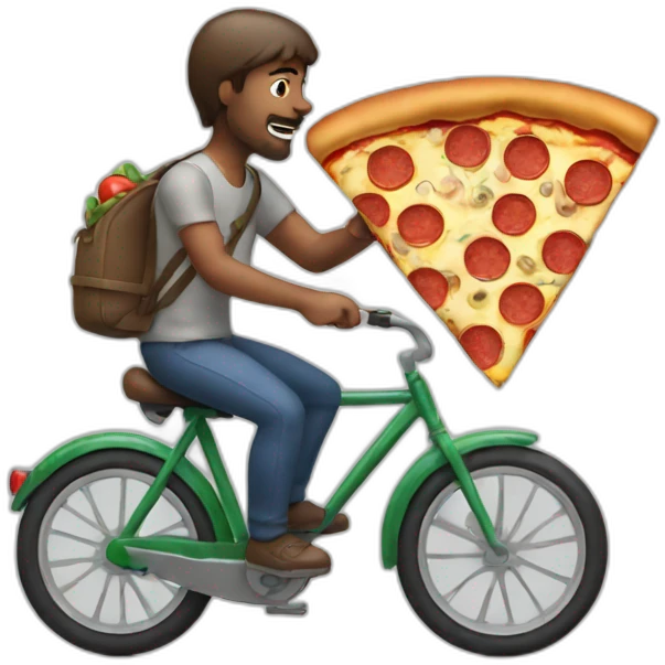 Man on a bike while eating a pizza emoji
