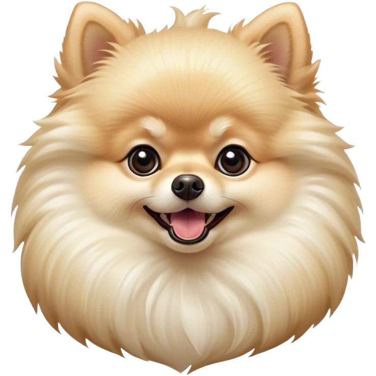 Cinematic Comical Cream Pomeranian Portrait Emoji, Head tilted dramatically with an exaggeratedly shocked or amused expression, featuring a glossy, fluffy cream Fur with a radiant sheen, wide, expressive dark eyes filled with playful disbelief, Simplified yet hilariously expressive features, highly detailed, glowing with a slightly sassy glow, high shine, dramatic yet playful, stylized with an air of cheeky mischief, bright and endearing, soft glowing outline, capturing the essence of a spirited and over-the-top companion, so meme-worthy it feels like it could side-eye its way into internet fame instantly! emoji
