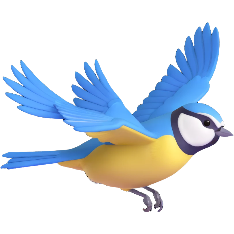 Eurasian blue tit bird in flight emoji
