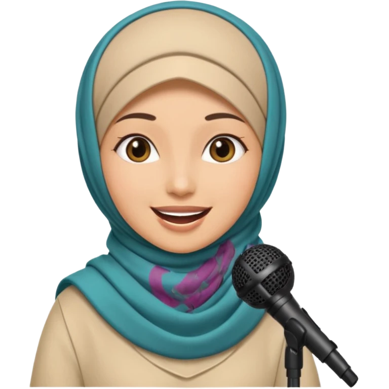 hijab singing with micro emoji