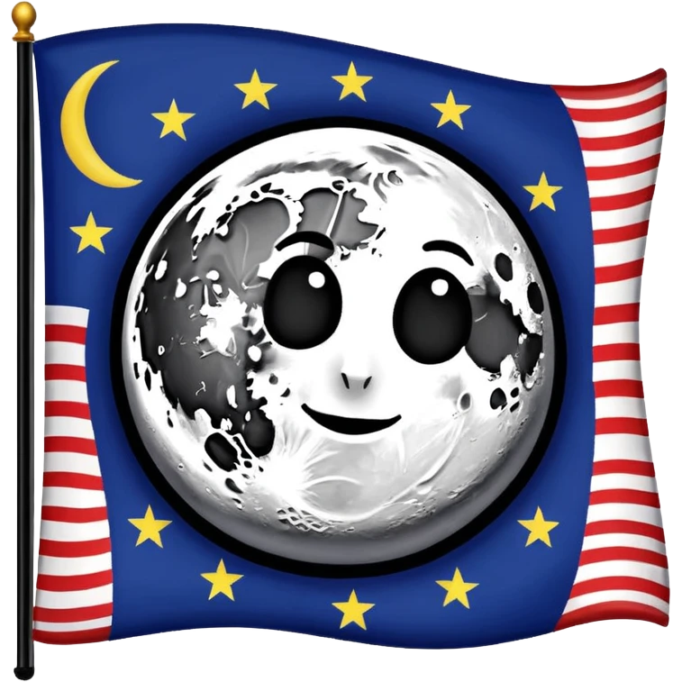 На фоне космоса луна а на ней флаг и написано "MAJESTIC" emoji