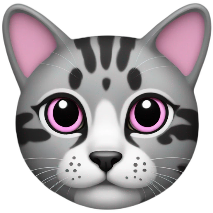 a gray beehive cat with a pink nose and black spots and no pattern all over emoji