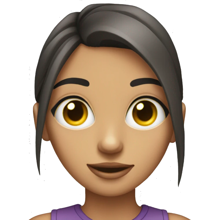 Chica ojos claros con rulos y adolescente emoji