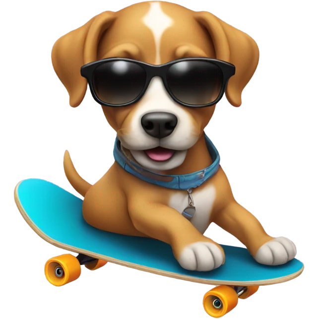 Dog with sunglasses riding a skateboard emoji
