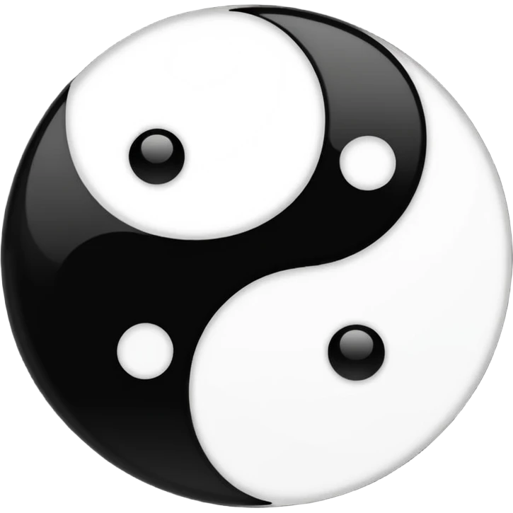 Yin and Yang glowing black and white plain no designs and only on small dot on each side in 32x32 emoji