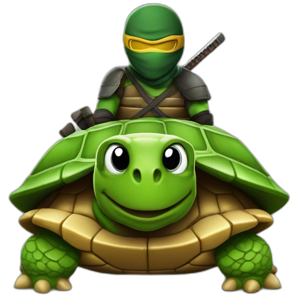 Tortue ninja sur une tortue emoji