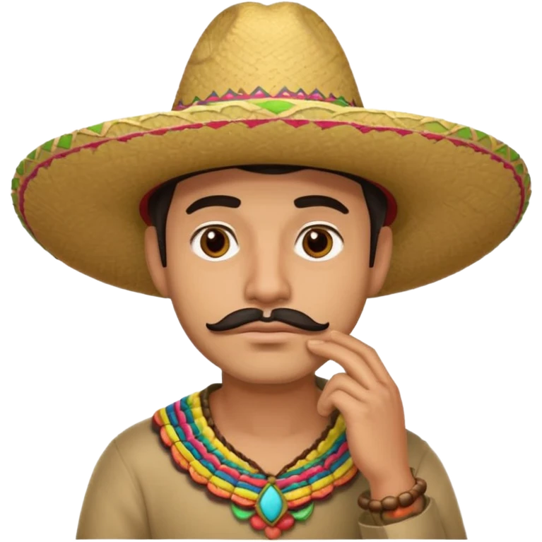 ЗАДУМЧИВЫЙ ЧЕЛОВЕК С РУКОЙ У ПОДБОРОДКА В СОМБРЕРО emoji