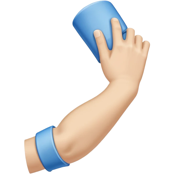 Arm in a blue cast with white edges at top and bottom  emoji