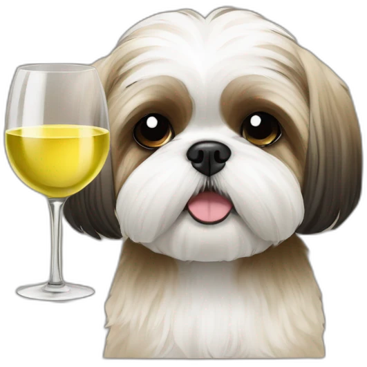 shih tzu drinking white wine emoji