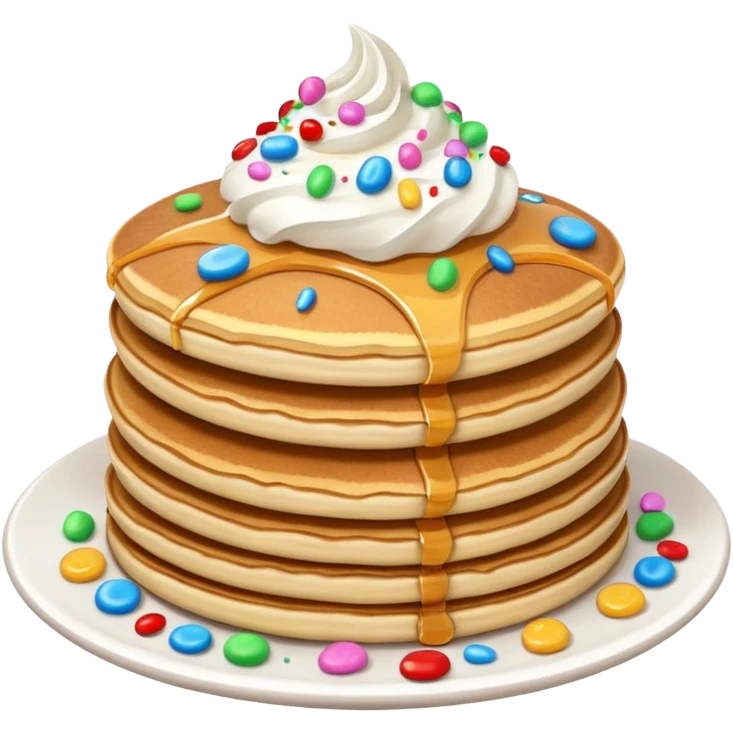 stack of pancakes with whip cream and sprinkles emoji