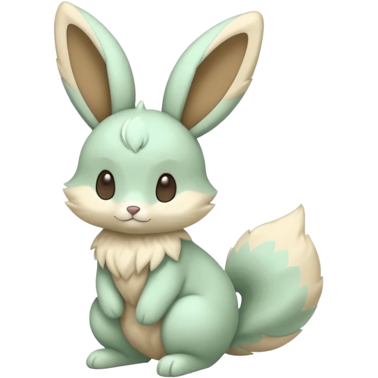 Pastel green and beige Lopunny-Cinccino-fusion (full body) emoji