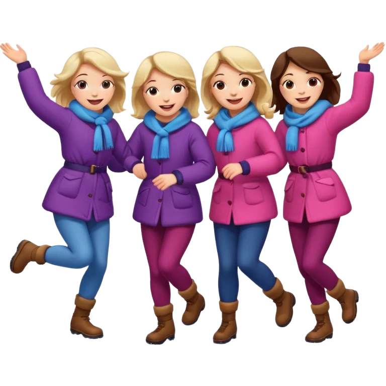 girls dancing while snowing emoji