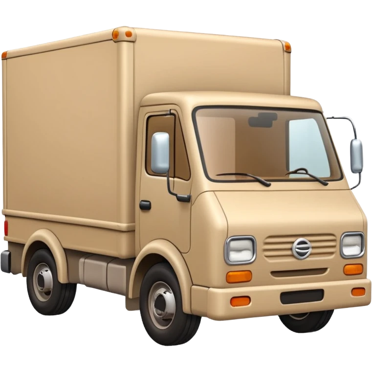 emoji of beige delivery truck, in perspective view emoji