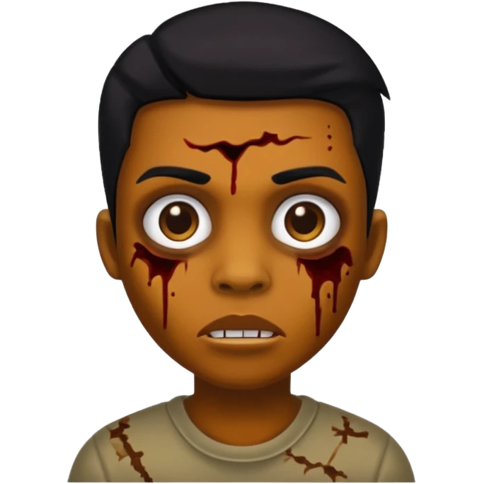 Zumbi moreno com cabelo liso emoji