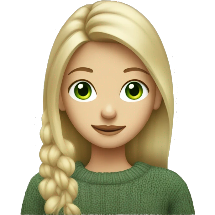 A green-eyed blonde girl dressed in an asymmetrical sweater emoji
