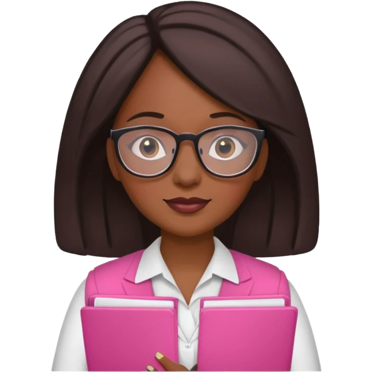 black women accountant holding folder wearing pink and glasses emoji