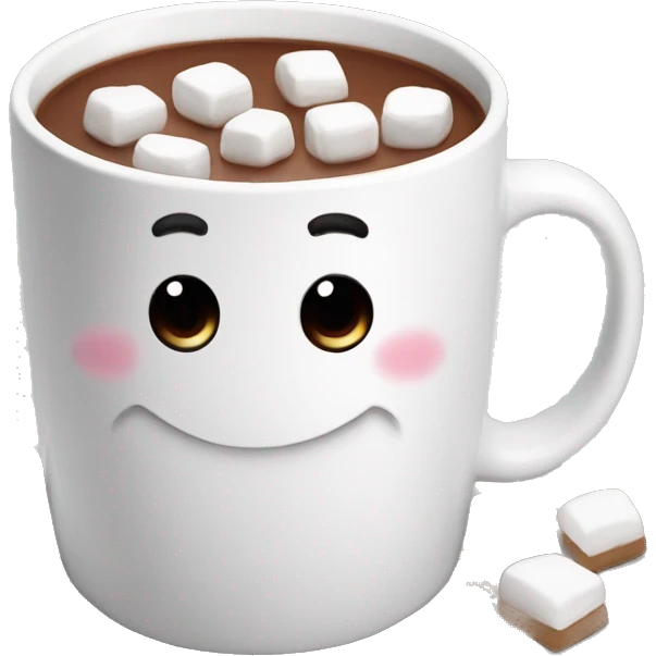hot chocolate in white mug with marshmallows emoji