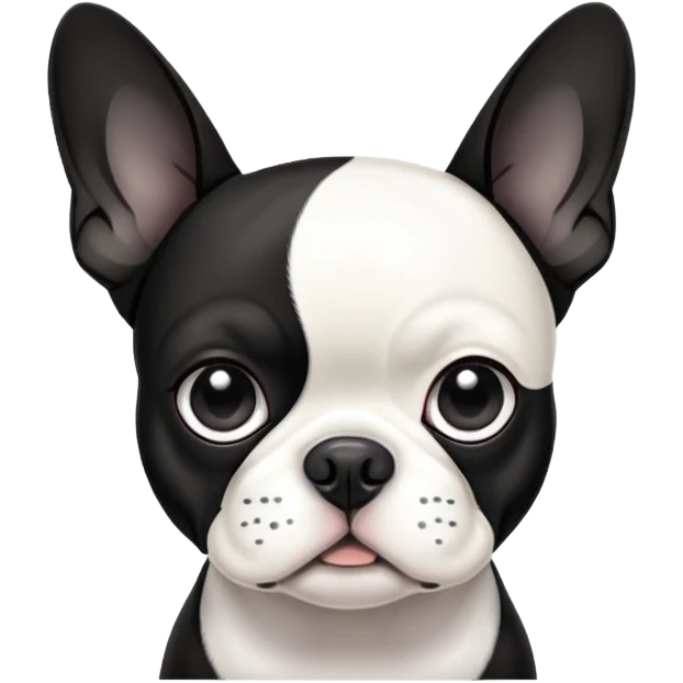 boston terrier with folded floppy ears emoji