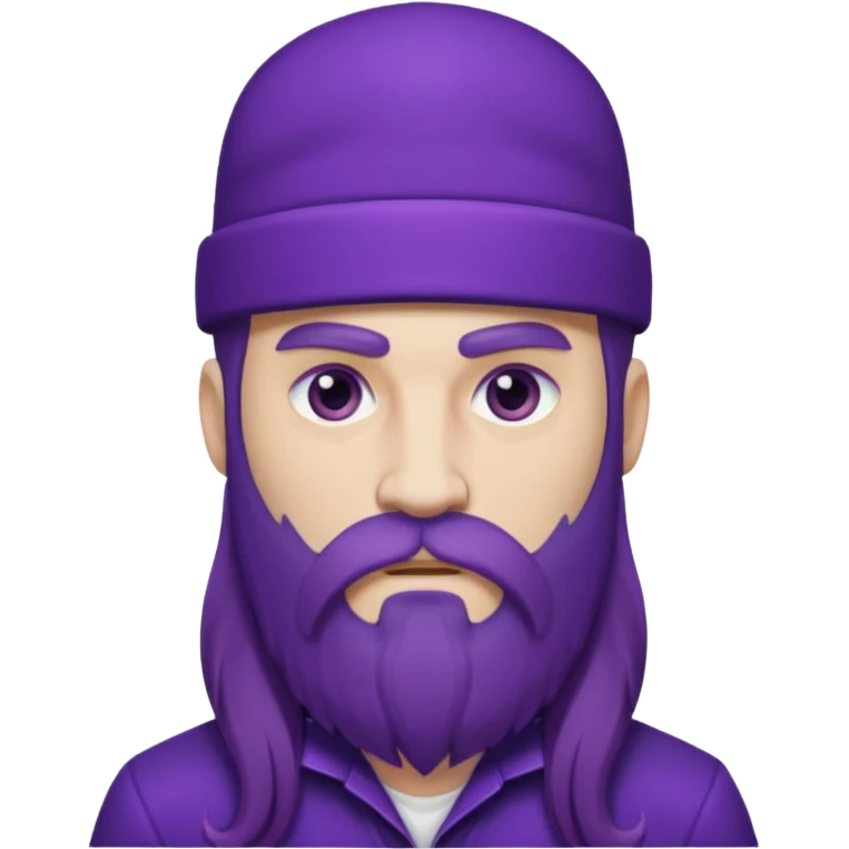 Give me png of a character having bold masculine beard and hairs with white skin which should look similar to a gangster, the colour tone should be purple, long hairs and long beard emoji