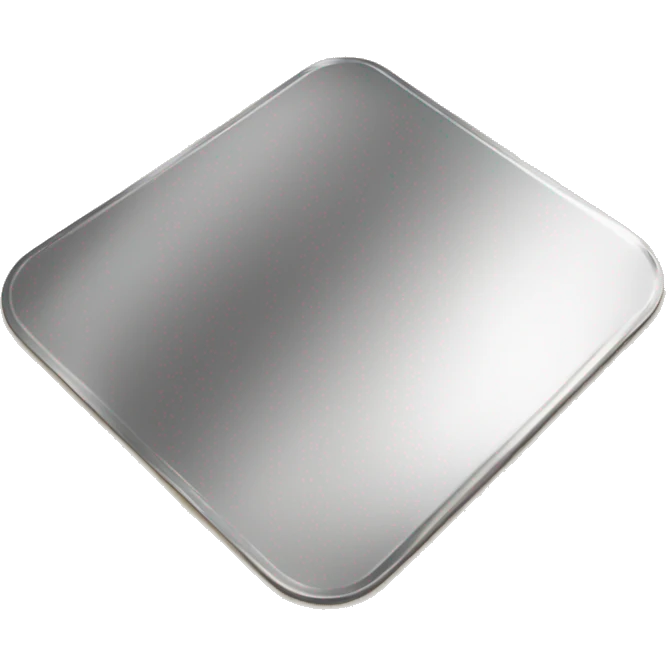 Realistic silver metallic plate lying down flat on counter. emoji
