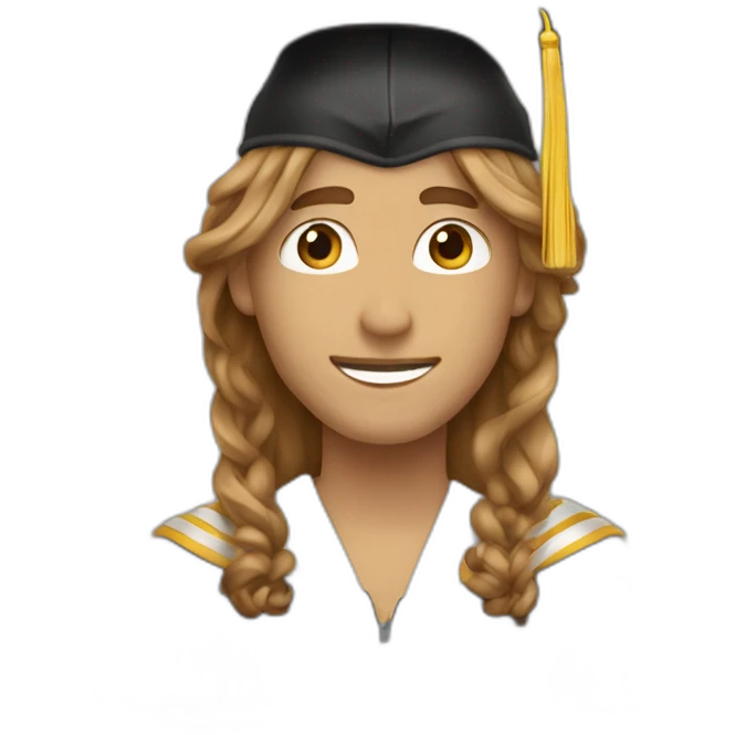 Proud graduate party Male Long Brown Hairemoji emoji