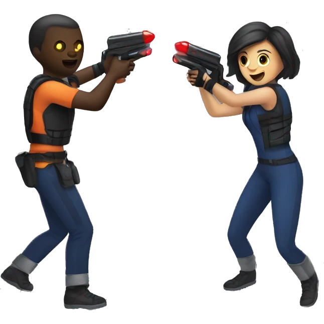 2 people playing laser tag emoji