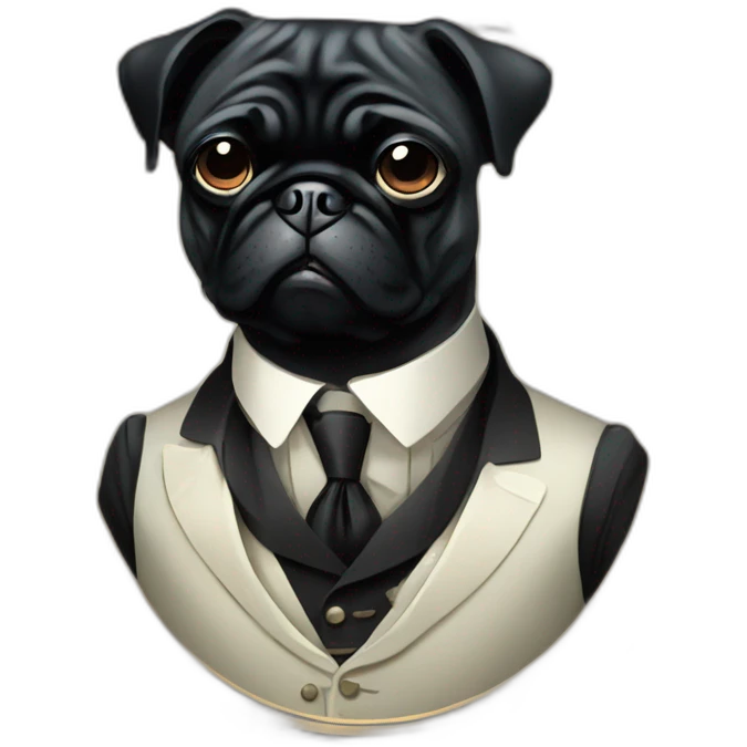 A cyberpunk black pug in Art Nouveau style during 1910 emoji