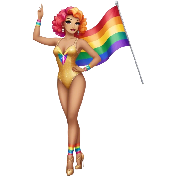 burlesque dancer with pride flag full height emoji