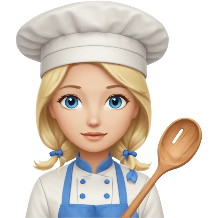 Sexy Long Blonde hair blue eyed female chef emoji
