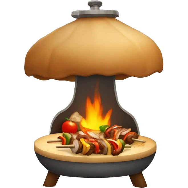 A KEBAB COOKING IN A WOOD FIRE emoji