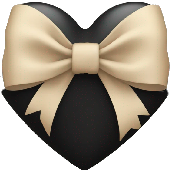 black heart with beige bow emoji
