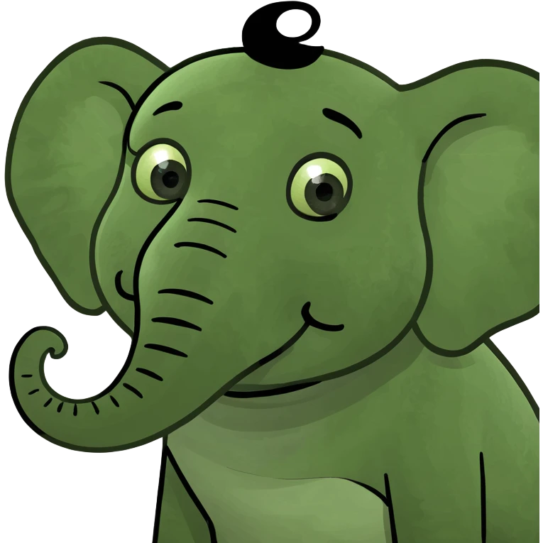 Elephant with curly bla emoji