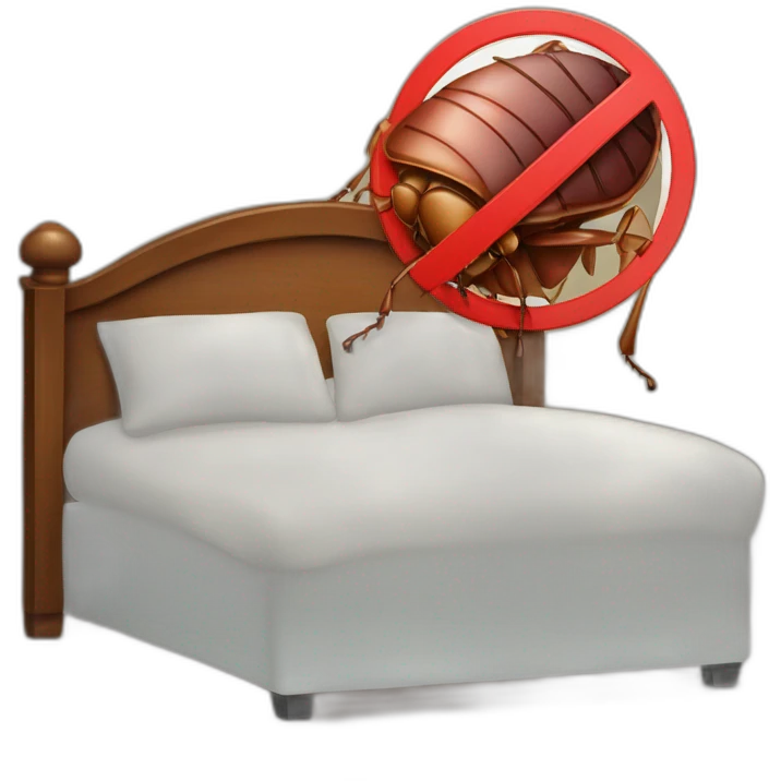 bed bug behind a "forbidden" sign emoji