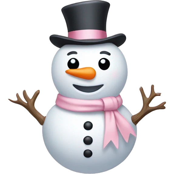 Snowman with a light pink bow emoji