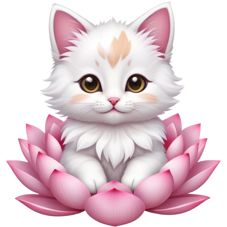 Kitten sitting on lotus flower emoji
