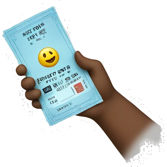 a hand holding a ticket emoji
