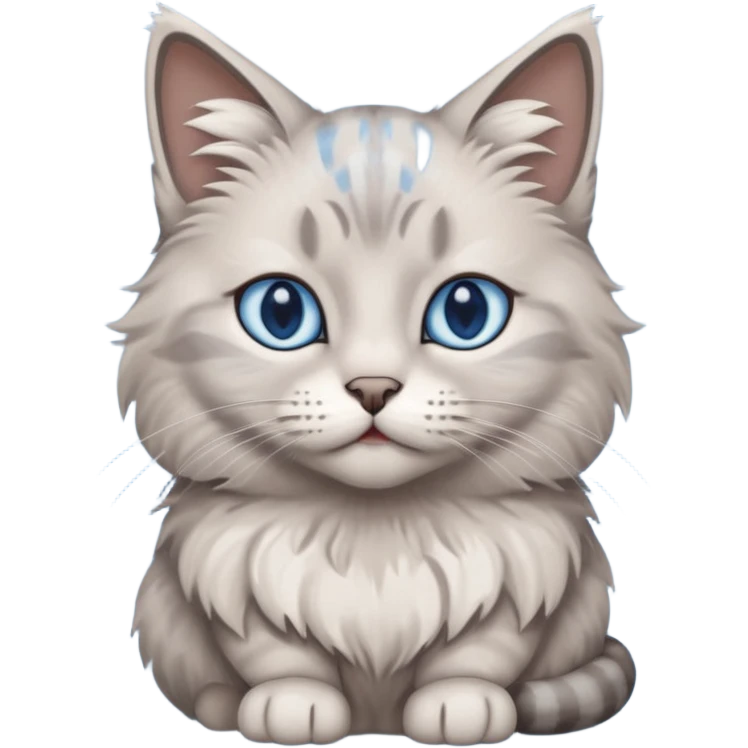 a gray cat with blue eyes on its FOREHEAD emoji